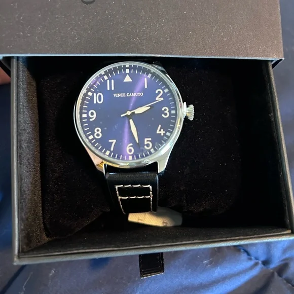 VINCE CAMUTO • Aldo Pilot Men’s Watch • Blue Face Black Straps • - Picture 2 of 6